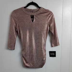 Rose Gold Pink Metallic Top Blouse